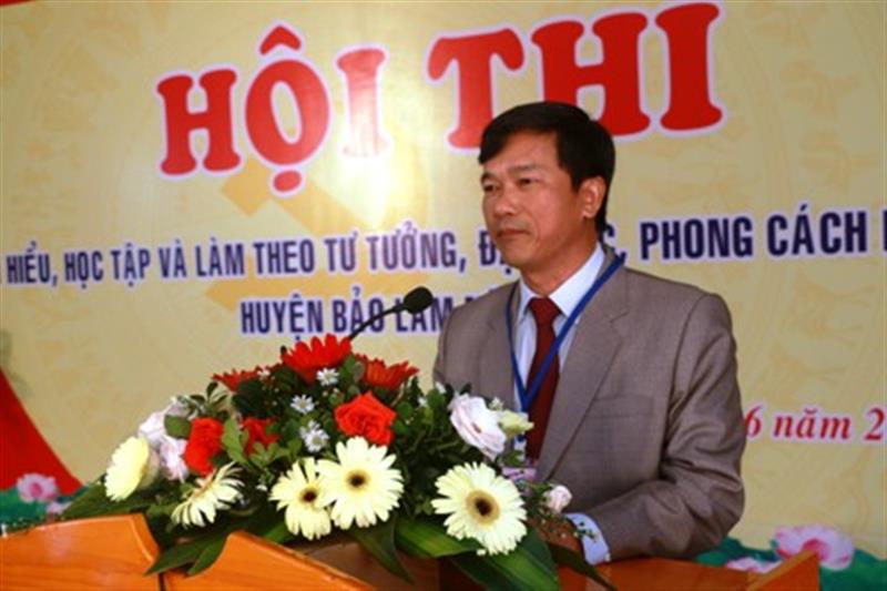 Đồng chí Nguyễn Ngọc Nhi – Phó bí thư Thường trực Huyện ủy – Chủ tịch HĐND huyện phát biểu khai mạc hội thi