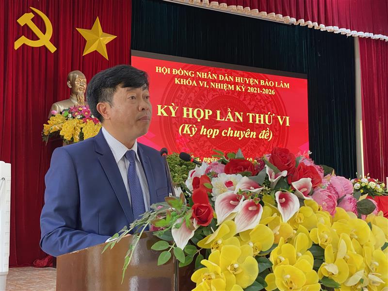 Đ/c Nguyễn Trung Kiên, TUV, Bí thư Huyện ủy, Chủ tịch HĐND huyện khai mạc kỳ họp
