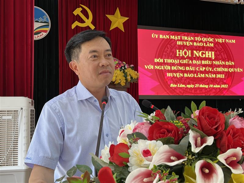 Đ/c Nguyễn Trung Kiên – TUV – Bí thư Huyện ủy – Chủ tịch HĐND huyện phát biểu tại Hội nghị
