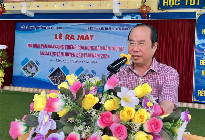 Ông Trần Thanh Hoài, Phó Giám đốc Sở VHTT&DL phát biểu tại buổi lễ