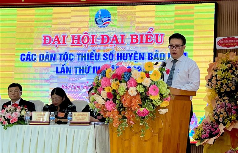 Đ/c  Nguyễn Ngọc Phúc – Phó Chủ tịch UBND tỉnh Lâm Đồng phát biểu tại đại hội