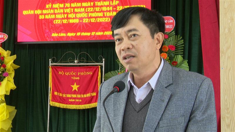 đồng chí Nguyễn Trung Kiên – TUV – Bí thư Huyện ủy – Chủ tịch HĐND huyện phát biểu chúc mừng