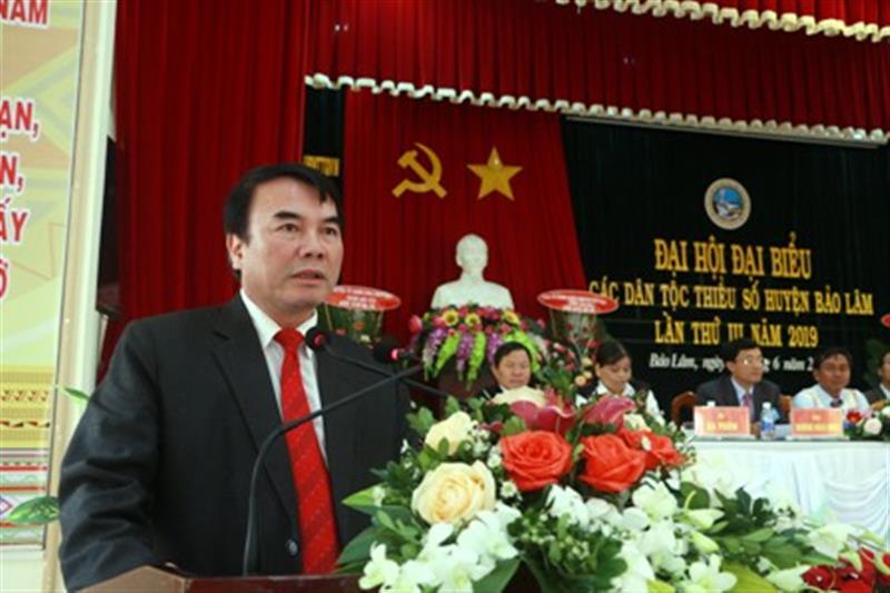 ông Phạm S – TUV – PCT UBND tỉnh phát biểu tại Đại hội
