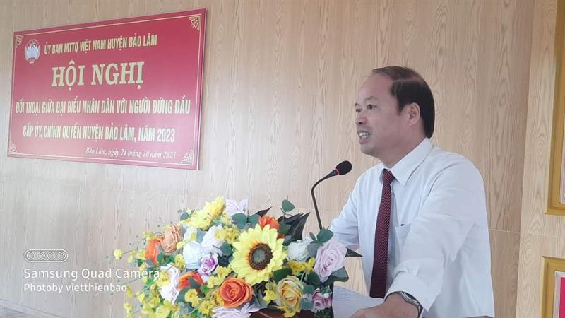 Đồng chí Nguyễn Viết Vân- TUV, Bí thư Huyện ủy phát biểu